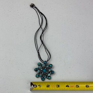 Turquoise Blue Flower Pendant Necklace - Women Jewelry